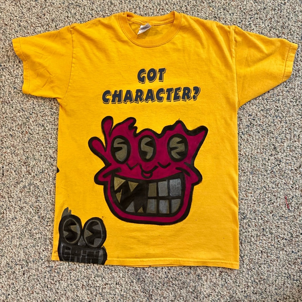 GRIN Yellow Graphic T-Shirt with Cartoon Design